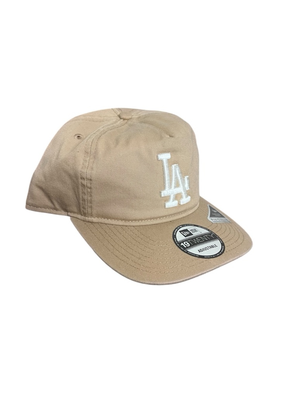 New Era LA Dodgers Tan Baseball Cap with White Logo Adjustable Pre Curved‎